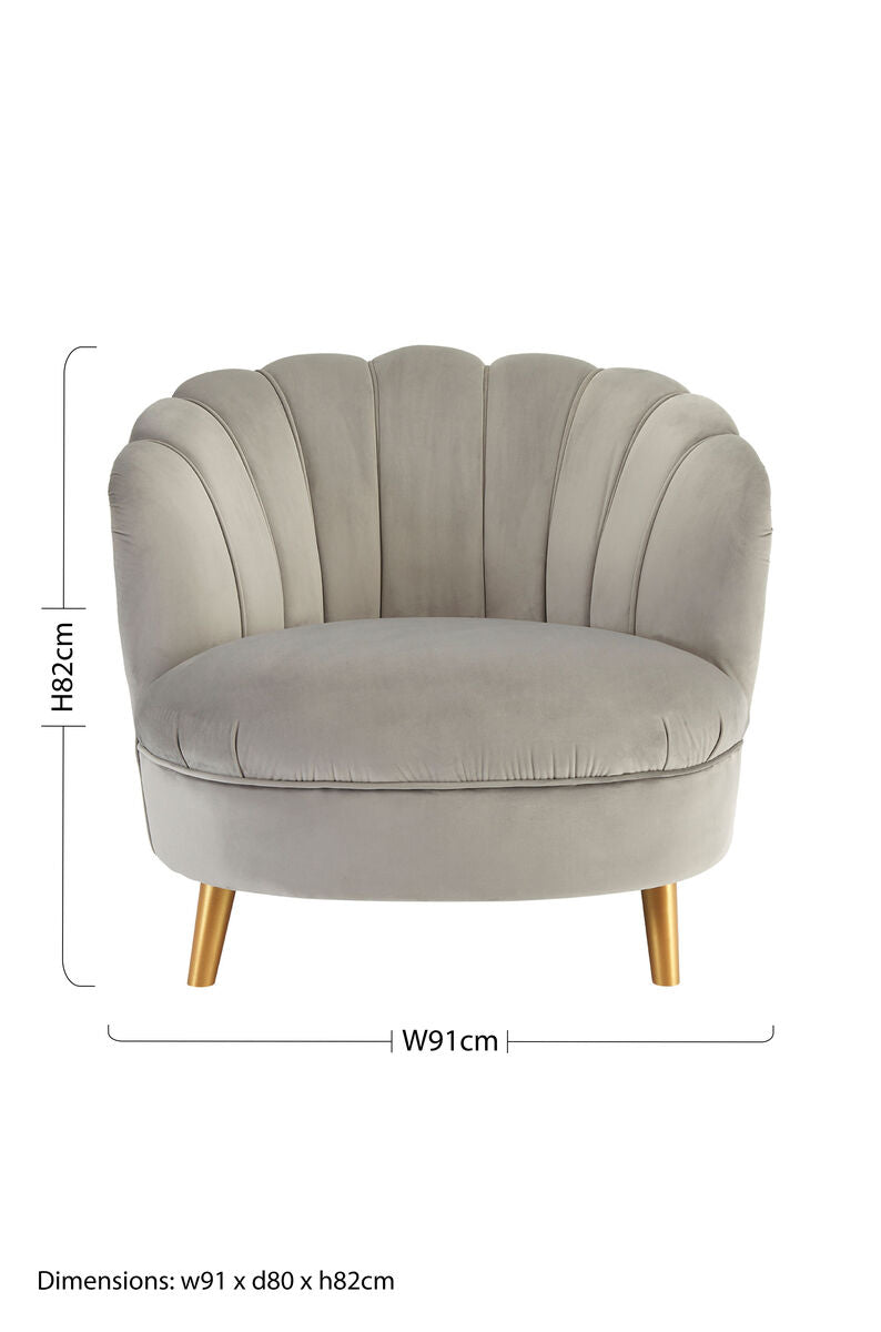 Orlina Grey Velvet Chair With Gold Wood Legs