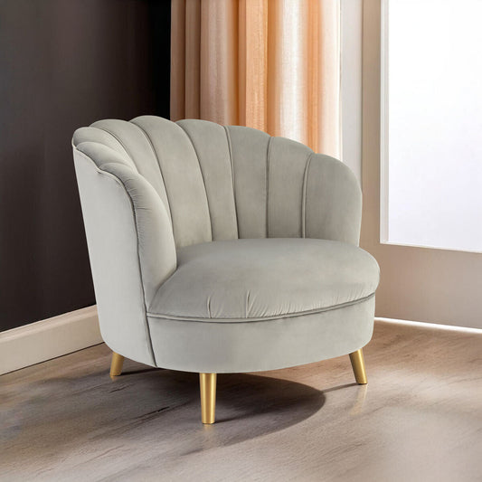 Orlina Grey Velvet Chair With Gold Wood Legs