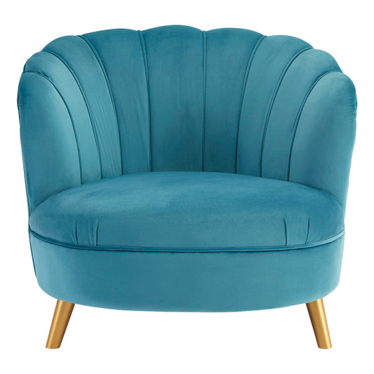 Orlina Blue Velvet Chair with Curved Back