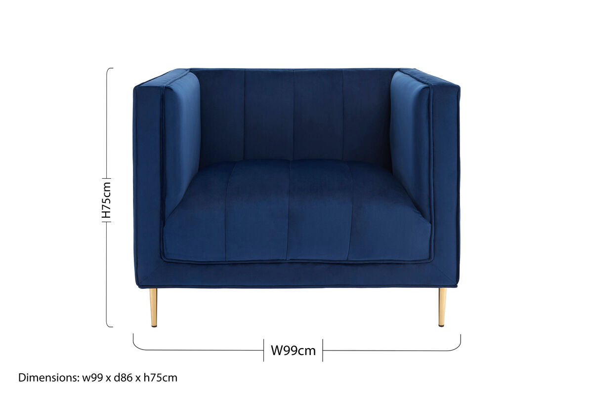 Deep Blue Velvet Armchair | Otylia