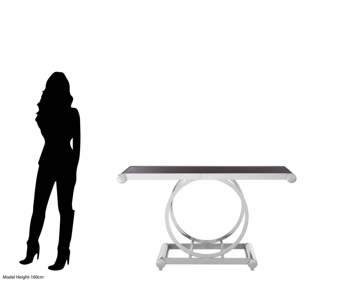 Novara Black Glass Top Console Table