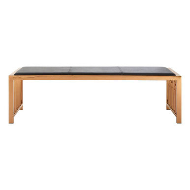 Novara Black Genuine Leather Bench with Rose Gold Frame