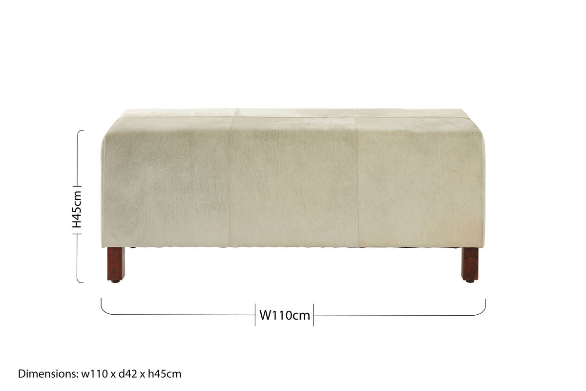 Kensington Townhouse Natural Hair on Leather Bench with Wooden Legs