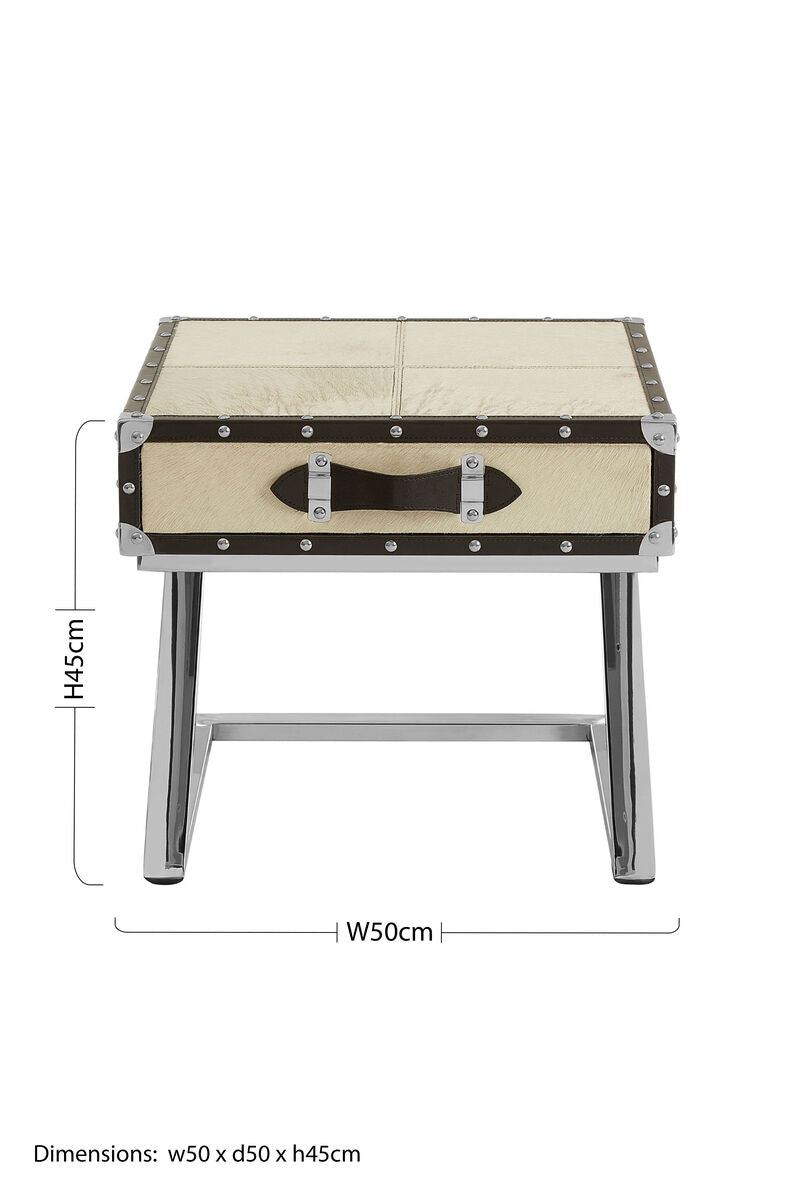 Leather End Table with Metallic Stud Detail and Mango Wood Storage | Kensington Townhouse