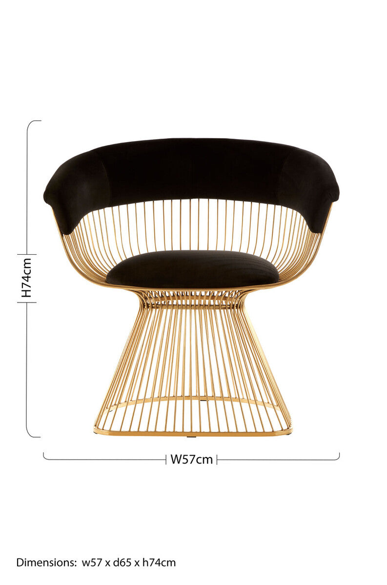 Vogue Black Velvet And Gold Finish Chair