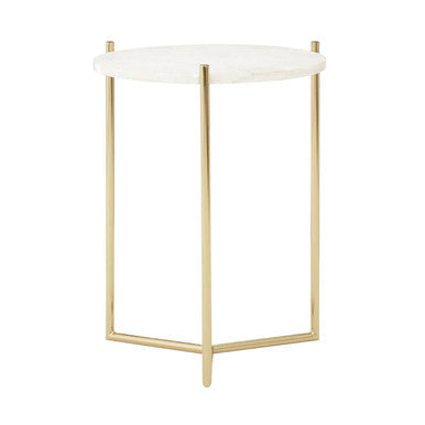 Round White Agate Top Side Table with Gold Finish Frame | Macy