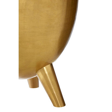 Gold Metallic Finish Side Table with Natural White Marble Top and Tapered Legs | Crest