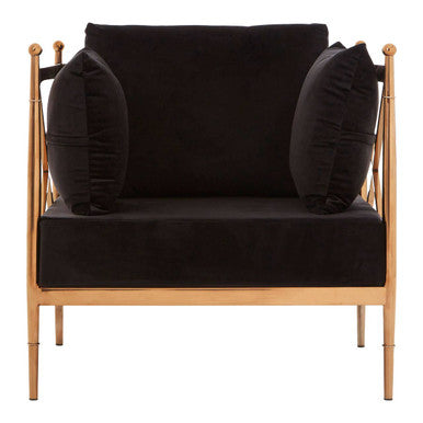 Novo Black Velvet Chair with Rose Gold Frame