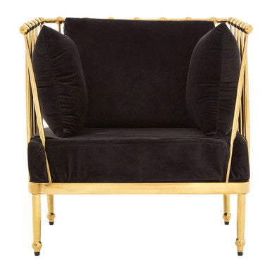 Novo Black Velvet Chair with Gold Frame