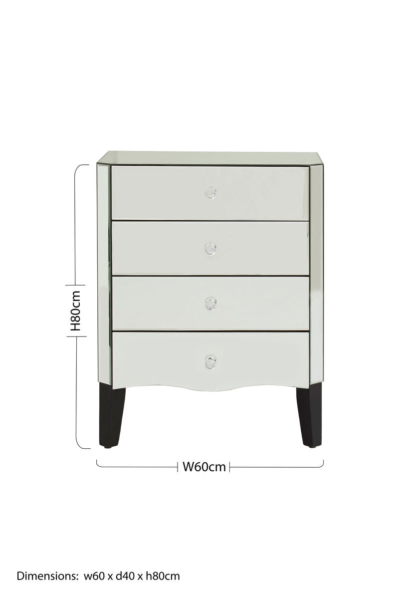 Mirrored Chest of 4 Drawers | Gabriella