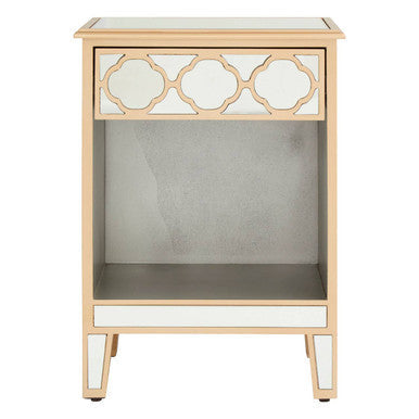 Grazia Gold Finish Mirrored 1 Drawer Side Table