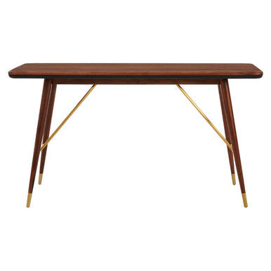 Walnut Wood Console Table with Leather Trim | Kenso