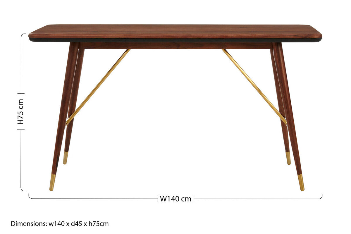 Walnut Wood Console Table with Leather Trim | Kenso