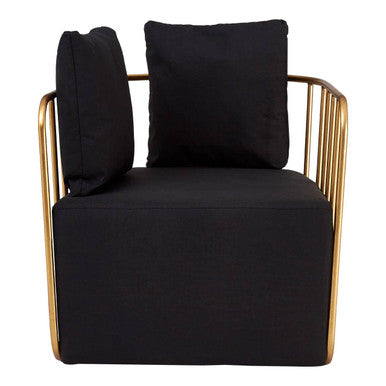 Rosina Black Linen Chair with Metal Frame