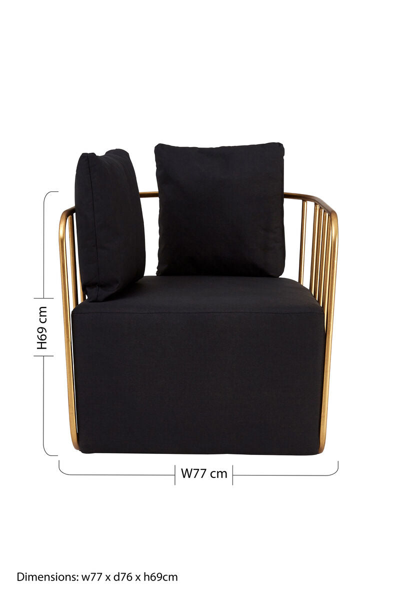 Rosina Black Linen Chair with Metal Frame