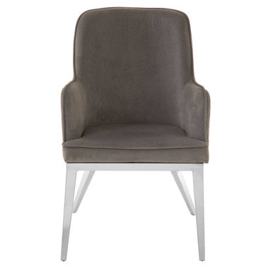Grey Velvet Dining Chair with Silver Finish Legs | Eliza