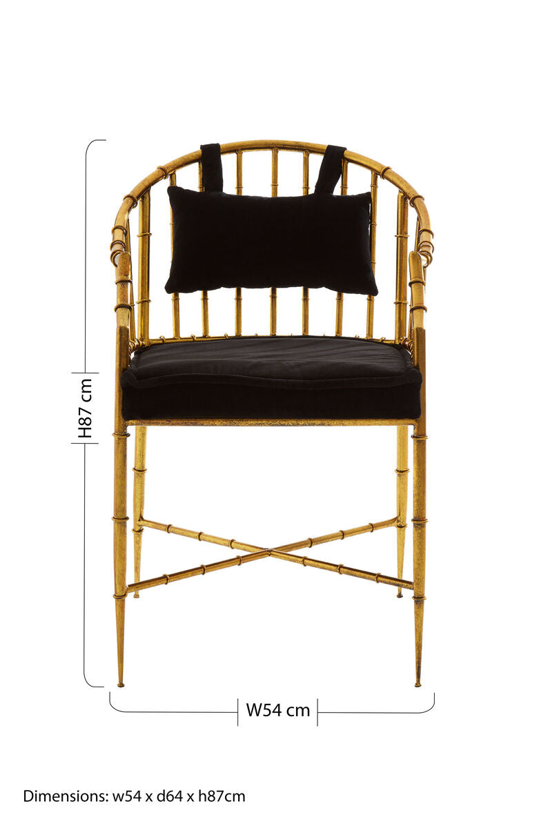 Monroe Gold Velvet Armchair with Metal Frame