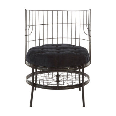 Mantis Black Fabric Chair with Button Tufting