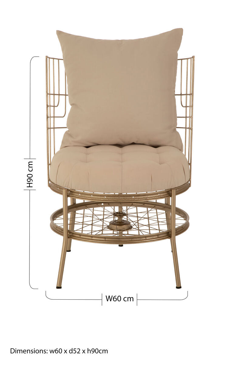 Mantis Champagne Gold Fabric Chair with Button Tufting
