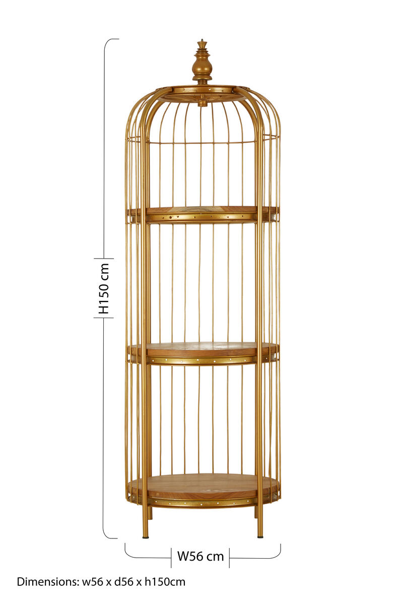Mantis Medium Gold Finish Birdcage Shelf Unit