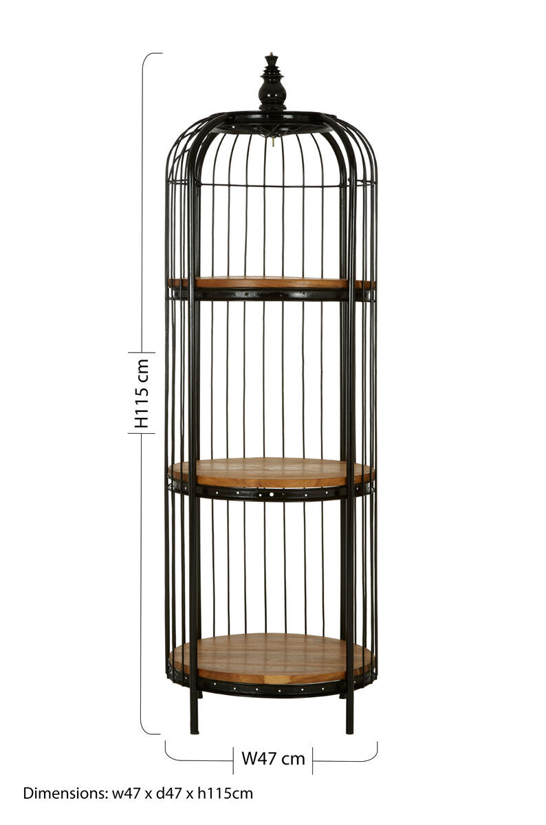 Small Black Finish Birdcage Shelf Unit | Mantis