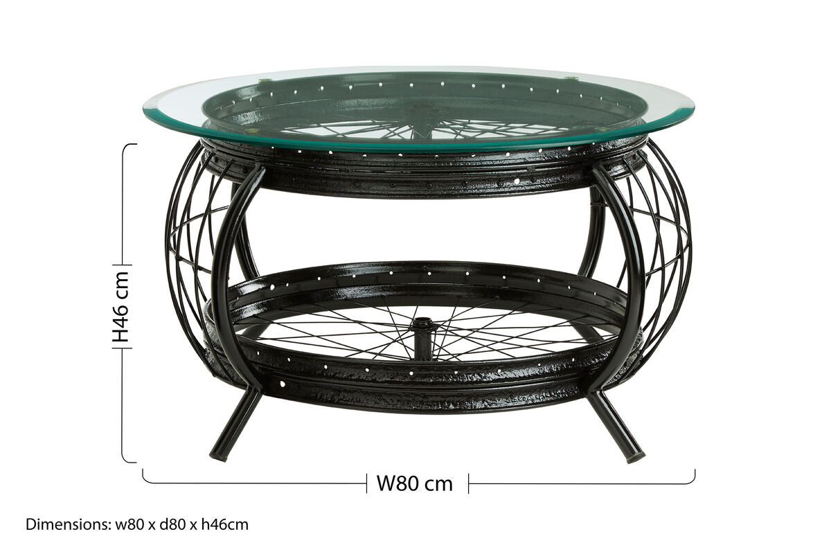 Clear Glass Top Coffee Table with Black Finish Bamboo and Iron Frame | Mantis