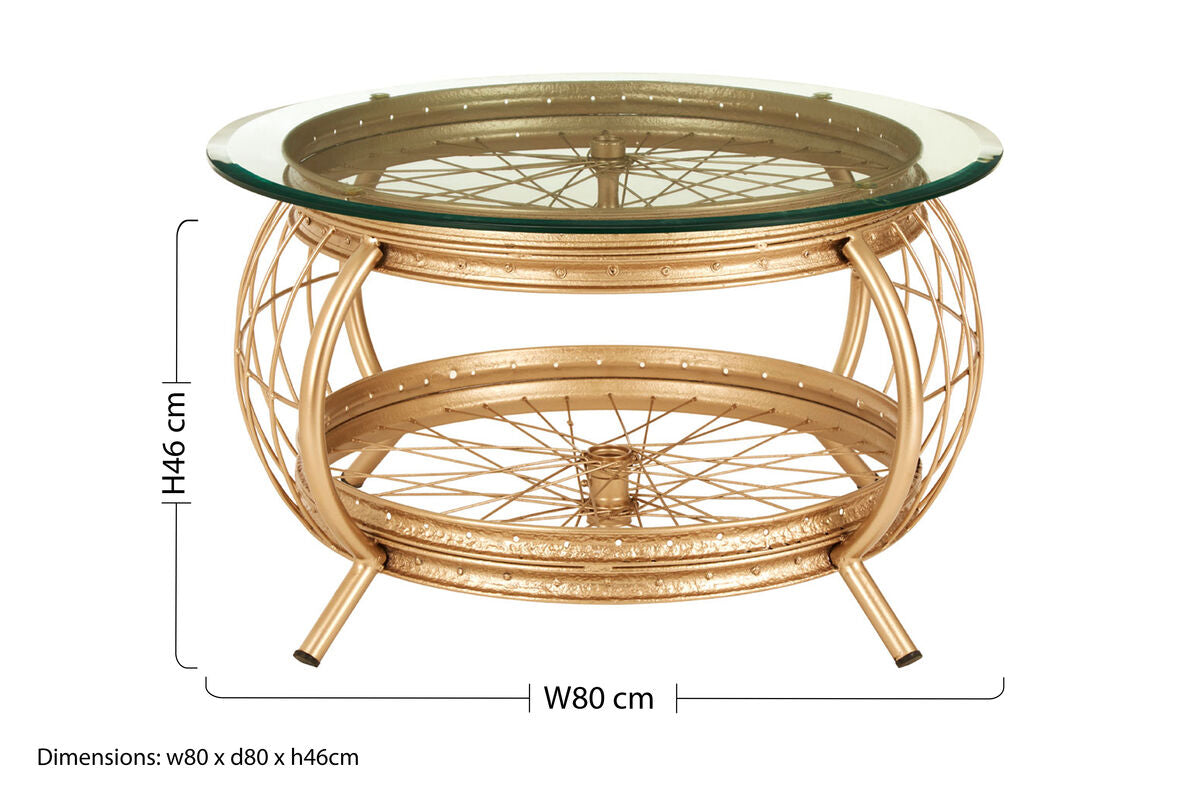 Clear Glass Top Coffee Table with Champagne Gold Finish Bamboo and Iron Frame | Mantis