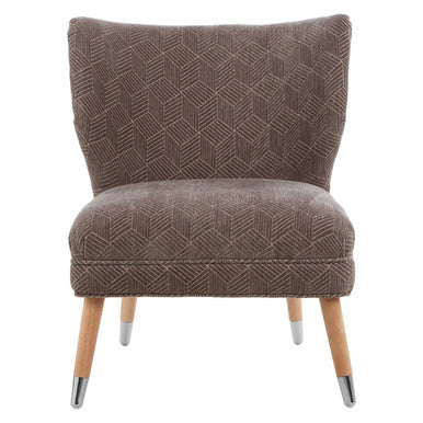 Regents Park Grey Chenille Wingback Chair with Geometric Design