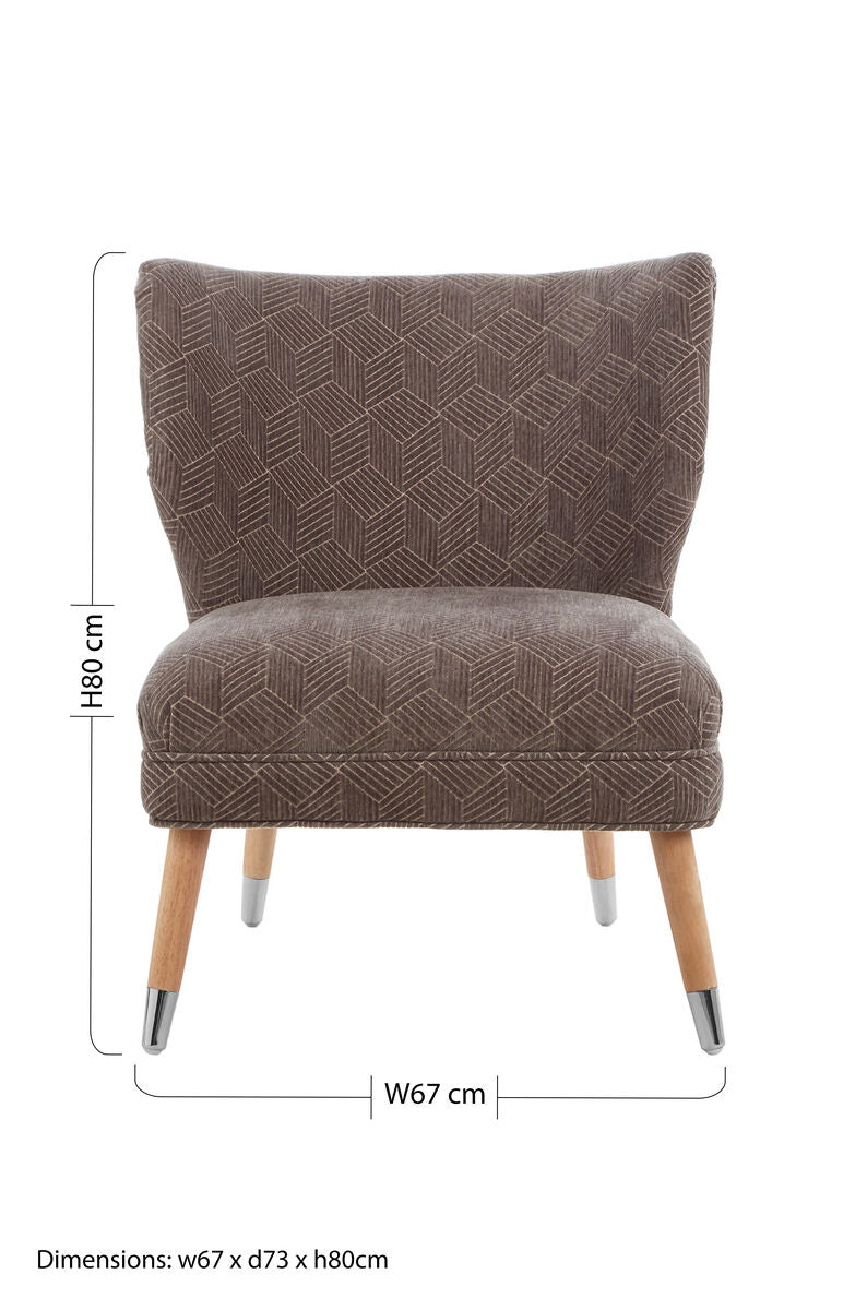 Regents Park Grey Chenille Wingback Chair with Geometric Design