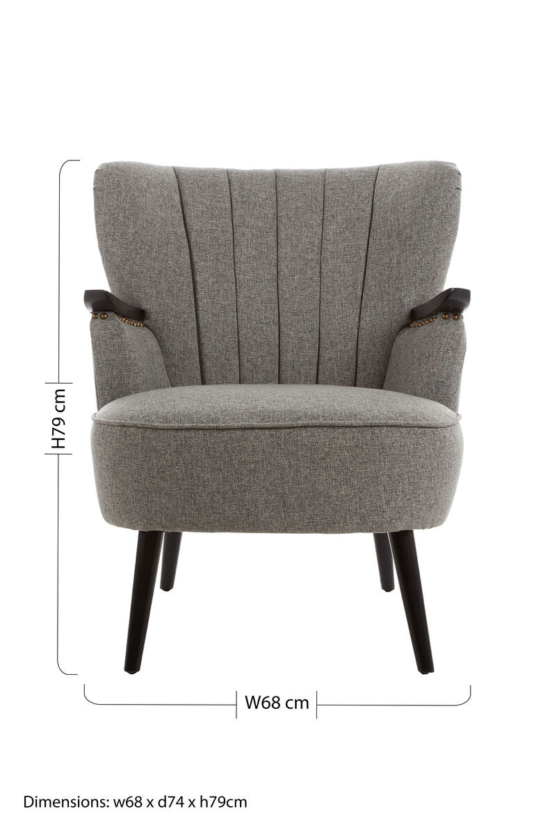 Hampstead Grey Fabric Armchair with Channel Tufted Backrest