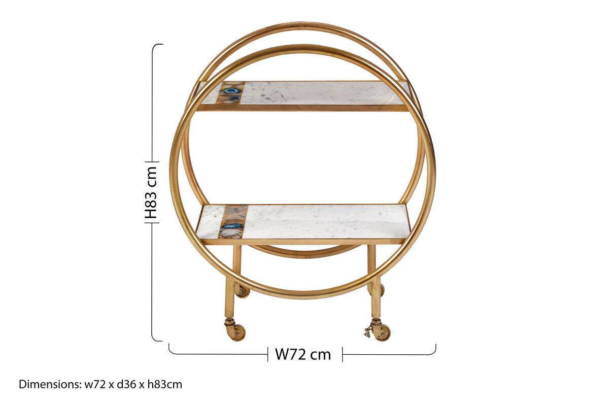 Vizzini 2 Tier Gold Finish Bar Trolley