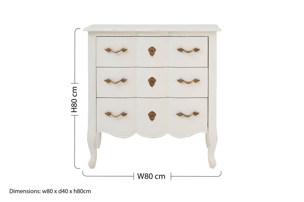 3 Drawer White Chest | Loire