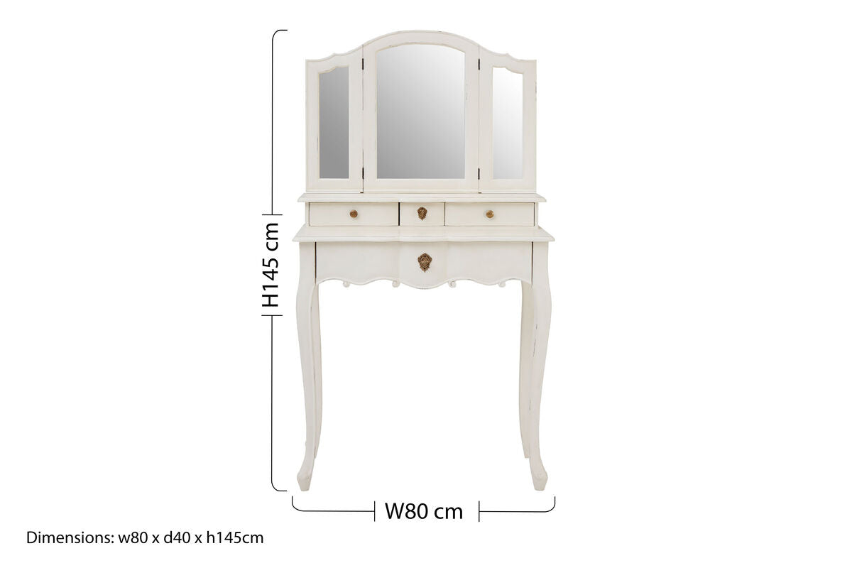 White Dressing Table with Adjustable Mirror | Loire