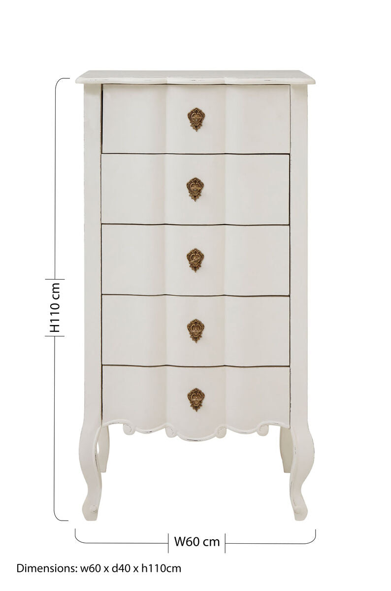 Loire 5 Drawer White Chest
