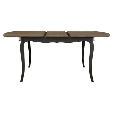 Dark Grey Bayur Wood Dining Table with Natural Wood Top | Loire