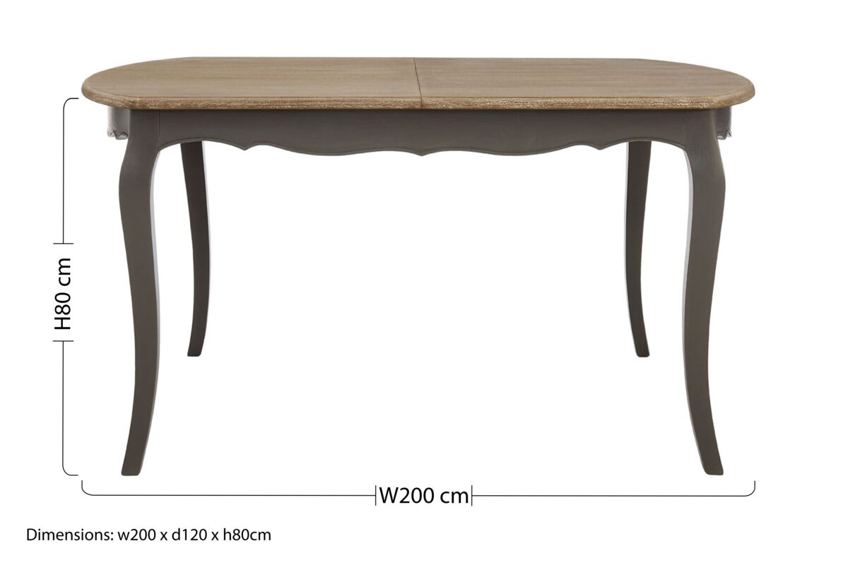 Dark Grey Bayur Wood Dining Table with Natural Wood Top | Loire