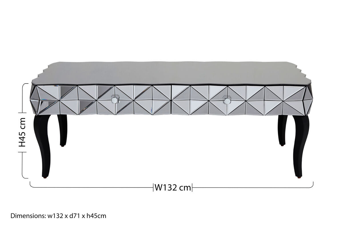 Silve Rectangular Coffee Table with Smoked Glass Detail | Soho