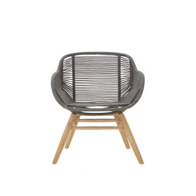 Sisal Grey Rope Armchair with Natural Wood Legs