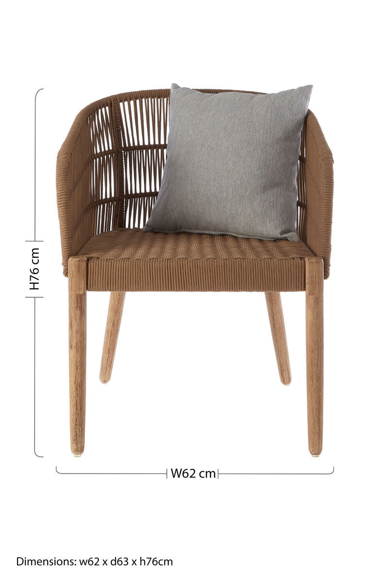 Opus Latte Woven Rope Armchair with Eucalyptus Wood Frame