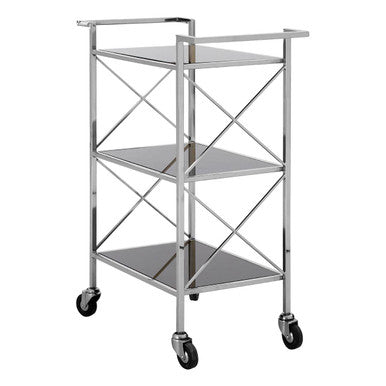 Hoffmann Black Mirrored Glass 3 Tier Trolley.