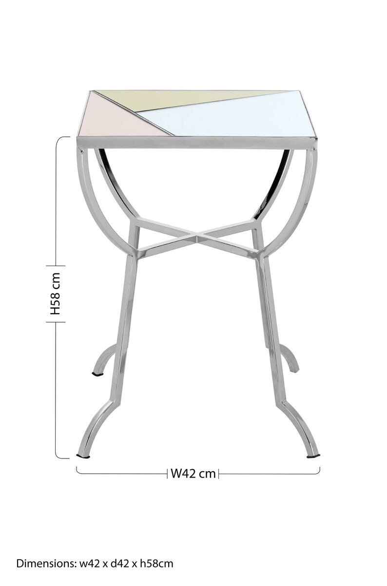 Square Side Table with Pastel Top and Silver Frame | Arbus