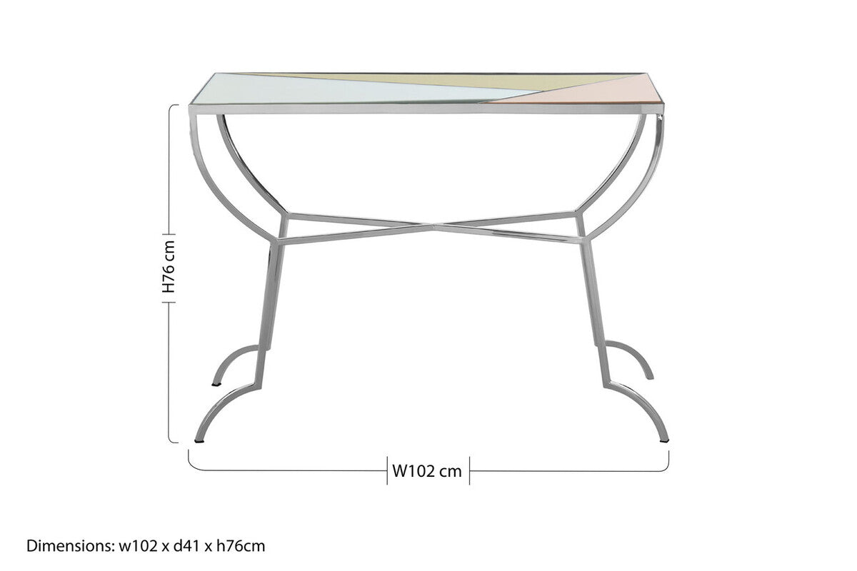 Console Table with Pastel Top and Silver Frame | Arbus
