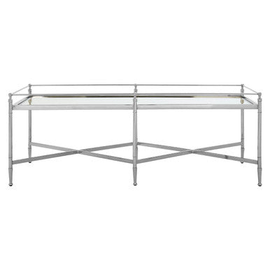 Mirrored Glass Coffee Table with Silver Cross Frame | Zach