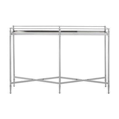 Mirrored Glass Console Table with Silver Cross Frame, Zach