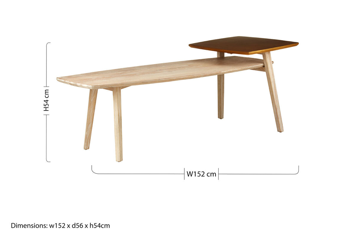 Gold and Natural Two Tone Coffee Table with Solid Elm Wood | Kyra
