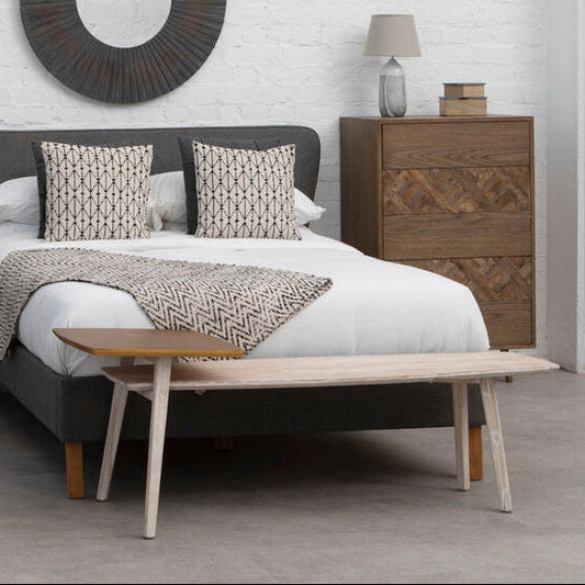Gold and Natural Two Tone Coffee Table with Solid Elm Wood | Kyra