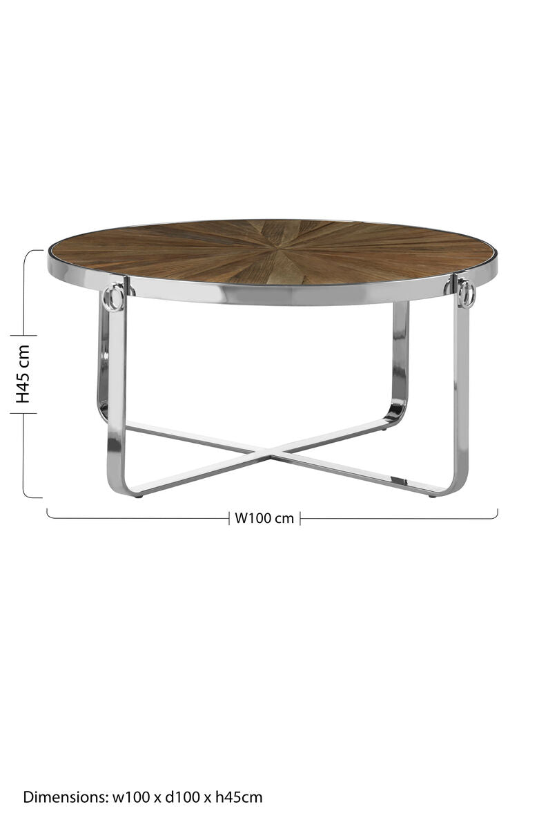 Brown Coffee Table with Elm Wood Top | Mitra