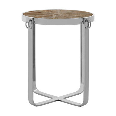 Brown Side Table with Elm Wood Top, Mitra