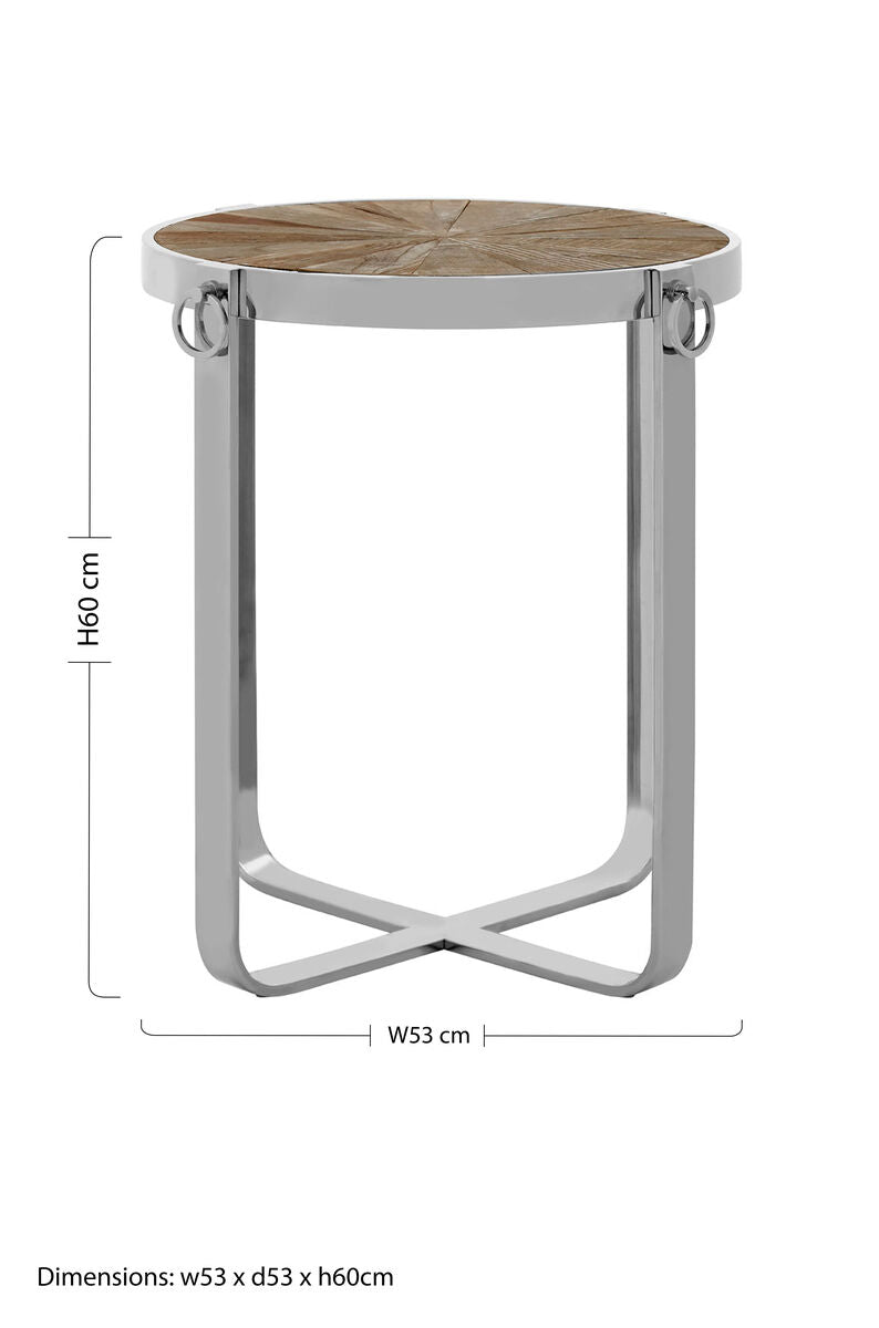 Brown Side Table with Elm Wood Top | Mitra