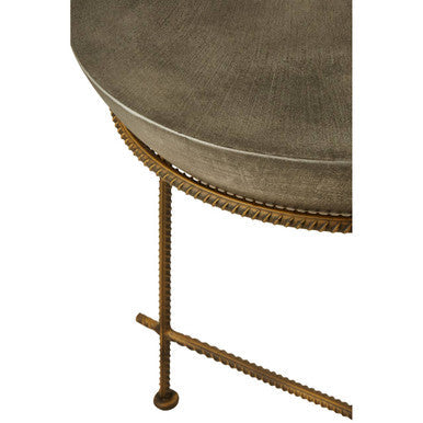 Silver Textured Concrete Bowl Top Side Table with Iron Three Leg Base | Compo